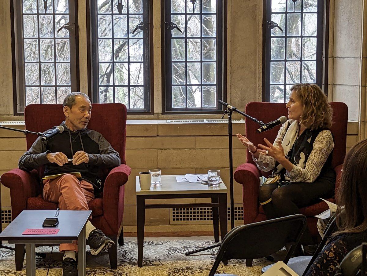 Haruki Murakami and Director of the Newhouse Center, Eve Zimmerman.
Photo Courtesy of Lauren Cote